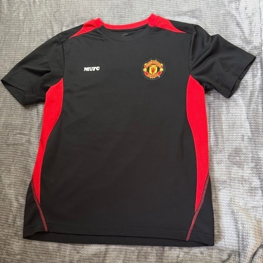 Manchester United MUFC Soccer Jersey Shirt Black Red Training Top Mens Medium